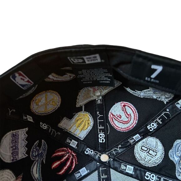 New Era 59FIFTY Men's NBA All Over Logo Fitted Hat Size 7 Multicolor - Picture 6 of 6